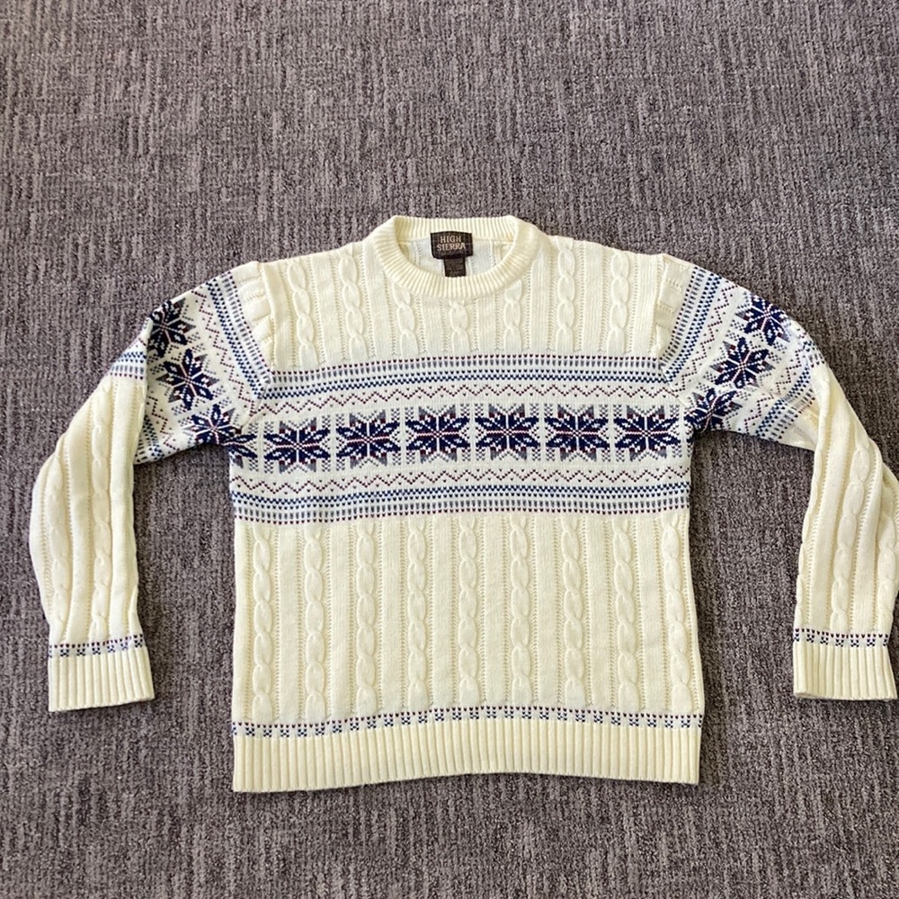 High Sierra Cable Knit Snowflake Nordic Sweater